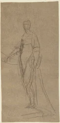 Estudo de retrato de uma mulher em pé