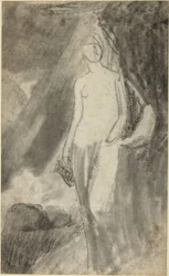 Estudo de retrato de uma mulher em pé