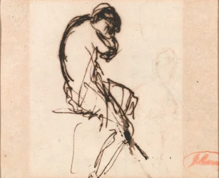 Mulher sentada, ligeiramente coberta