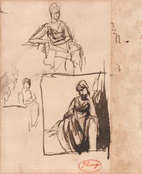 Mulher sentada: Três poses