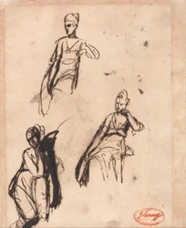 Mulher sentada: Três poses