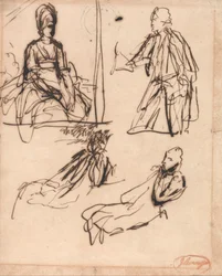 Estudos para retratos de um homem e de uma mulher