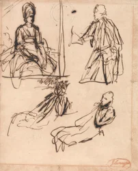 Estudos para os retratos de um homem e de uma mulher
