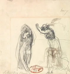 Dois esboços de uma figura feminina