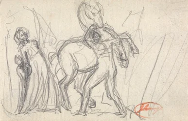 Sujeito não identificado: Mulher, criança, homem e cavalo