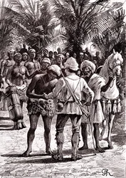 Explorador nos grandes lagos do Sudão. 1888 (gravura)