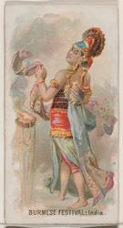 Burmese Festival, Índia, da série Holidays N80 para cigarros da marca Duke, 1890., 1890.