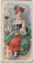 Carnaval em Roma, Itália, da série Holidays N80 para cigarros da marca Duke, 1890., 1890.