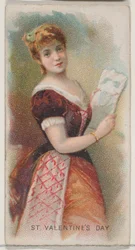Dia de São Valentim, Estados Unidos, da série Holidays N80 para a marca Duke cigare..., 1890.