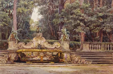 Jardins italianos: No Bosco, Villa Corsini (litografia a cores)