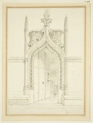 Porta da Sacristia de Santa Maria Redcliffe, c.1812 (lápis e aguarela sobre papel)