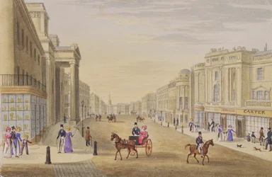 Regent Street, olhando para o norte da Hanover Street, c.1830