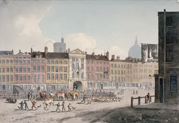 Mercado Smithfield, Cidade de Londres, 1810.
