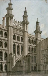 Vista sudoeste da frente do Guildhall, City of London, 1810