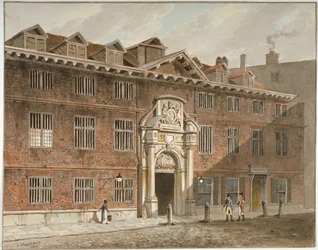 Frente oeste de Blackwell Hall, King Street, Cidade de Londres, 1811.