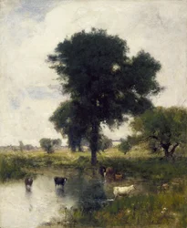 Gado na piscina (uma paisagem de verão), 1880