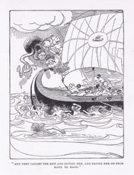 E eles apanharam o navio e guiaram-na, e passaram-na de mão em mão, de The Heroes publicado por George Allen e Unwin 1929 (litho)