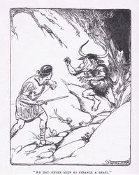 Ele nunca tinha visto uma besta tão estranha, de The Heroes publicado por George Allen e Unwin 1929