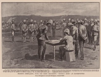 Ouvindo Reclamações, com a Sala Ordenada dos Regimentos de Essex em Bloemfontein