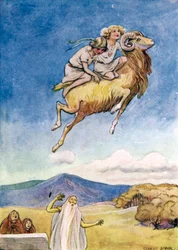 Jason e os Argonautas: "O Carneiro de Ouro levou-os de costas e desapareceu" (cor litho)