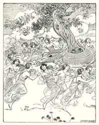 Perseu: "Dançando de mãos dadas à volta da árvore encantada" (litho)