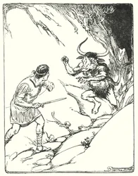 Estes: "Ele nunca tinha visto uma besta tão estranha" (litho)