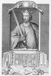 Eduardo I (1239-1307) Rei da Inglaterra de 1272, depois dos restos de uma estátua, gravada pelo artista (gravura)