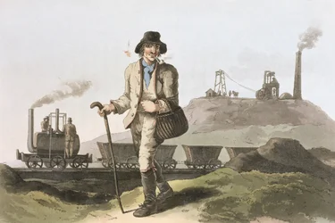 Locomotiva Blenkinsop em Middleton, perto de Leeds, a partir de "Traje de Yorkshire", gravado por Robert Havell (1769-1832) 1814