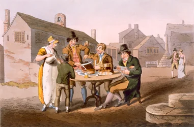 Véspera de Verão, de "Traje de Yorkshire" gravado por Robert Havell (1769-1832) 1814