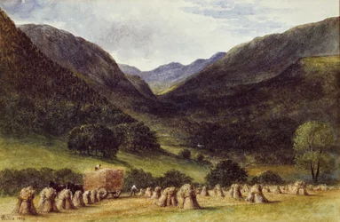 Tempo de colheita, Lago Crafnant, Gales do Norte, 1869