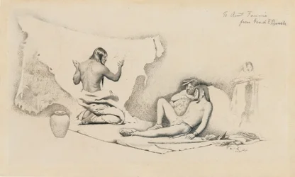 Estudo para The Picture Writer&39;s Story, c.1884 (lápis e tinta no papel)