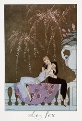 Le Feu, litografia de George Barbier (1882-1932), de Falbalas et Fanfreluches, Almanach des Modes Presentes, Passees et Futures