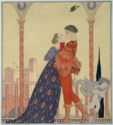 Amantes numa Varanda (aguarela sobre papel)