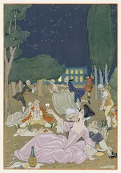 Sobre a relva, ilustração para "Fetes Galantes" de Paul Verlaine (1844-96) 1923 (pochoir print)