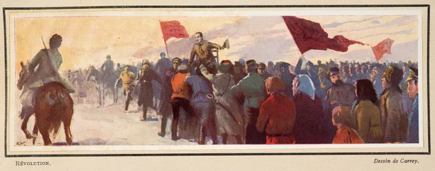 Revolução, de Histoire des Soviets, pub. 1922 (litografia a cores)