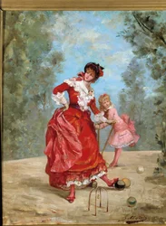 Jogo de croquete. Pintura de Georges Jules Victor Clairin (1843 - 1919)