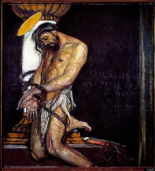 Cristo tem a Pintura de Coluna de Georges Desvallieres (1861-1950) 1910 Paris, Museu Nacional de Arte Moderna