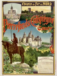 Pierrefonds, Compiègne and Coury - Cartaz publicitário da Railways du Nord, de G. Fraipont