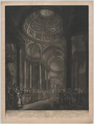 Uma vista do interior de St. Stephens Walbrook, feito a partir do desenho em sua majestade ..., ca. 1767.