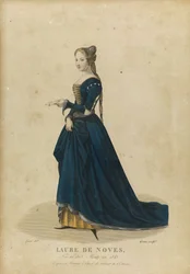 Laure de Sade - Laura de Noves (1310-1348) - Gatine, Georges Jacques (1773-1831) - Fim do século XVIII. - Gravura, aguarela - Colecção privada