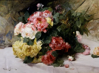 O ramo de rosas. Pintura de Georges Jeannin (1841-1925) Coleção particular.