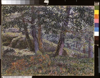 Carvalhos e arbustos de mirtilo (óleo sobre tela)