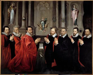 O antepassado dos mercadores e dos echevins da cidade de Paris em 1611. Pintura de Georges Lallemant (1575-1635)