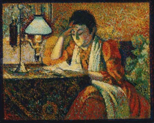The Reader par Lemmen, Georges (1865-1916). Óleo sobre madeira, tamanho : 30,5x38,7, c. 1888, Colecção Privada