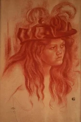 Menina com chapéu (lápis de cera)