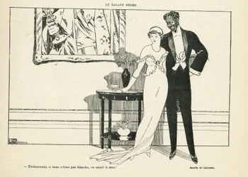 Ilustração de Georges Leonnec (1881-1940) em Le Lire, 20/07/12 - O galante homem negro - Amor, xenofobia - Negro