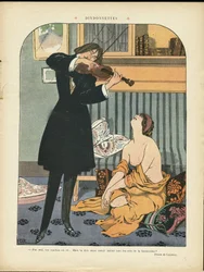 Ilustração de Georges Leonnec (1881-1940) in Le Rire, 21/09/12 - Turquia - Música, Violino
