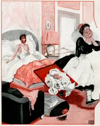 A chamada Máscara de Beleza e a nova empregada - Meu Deus! - ilustração de la Vie Parisienne