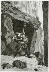 Combate entre Han da Islândia e Ordener - ilustração de Han da Islândia, século XIX