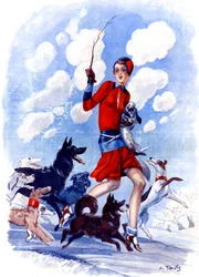 Malandro da primavera, a menina da mamã em perigo - ilustração de la Vie Parisienne